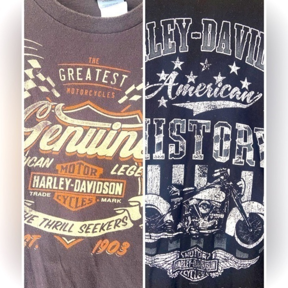 2- Harley Davidson Shirts XL Motorcycle Biker T-Shirts Elkhart IN Made in USA